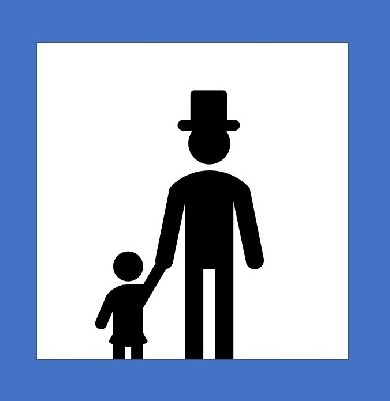 A dad holding his daughter's hand.