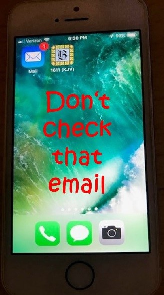 cell phone with email message